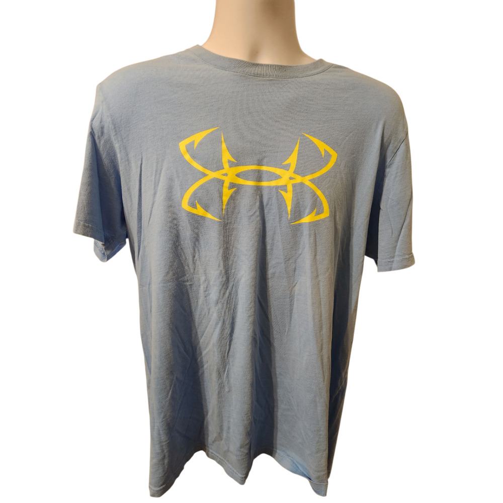 Under Armour T-Shirt‎ Men's Blue Large Cotton HeatGear Loose Fit